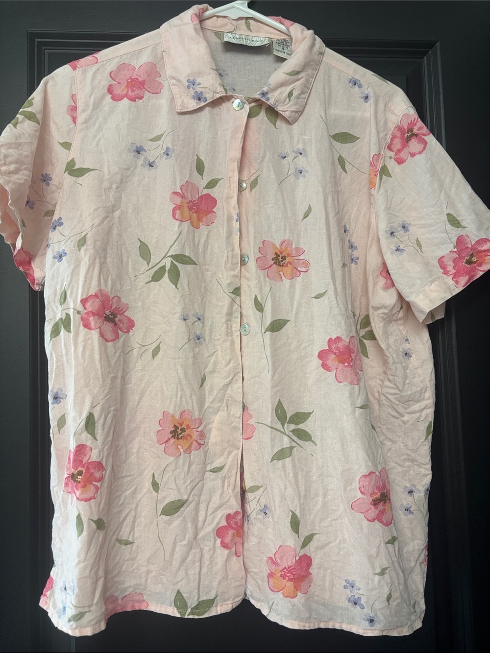 Light Pink Floral Button-Up Shirt VTG